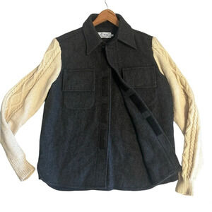 “Left Wing” Men’s NWOT men’s 100 percent wool jacket  with cable knit sleeves M